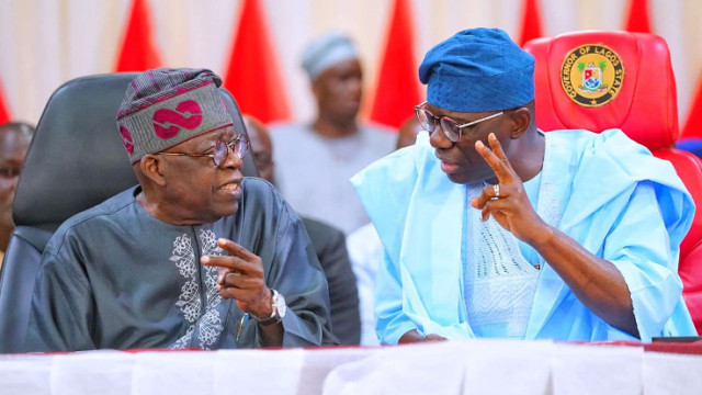 Photo of President Bola Ahmed Tinubu with the Lagos state governor, Babajide Sanwo-Olu